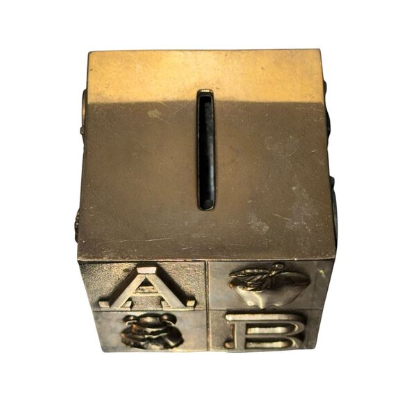 Vintage Metal Alphabet Block Coin Bank - Picture 7 of 9